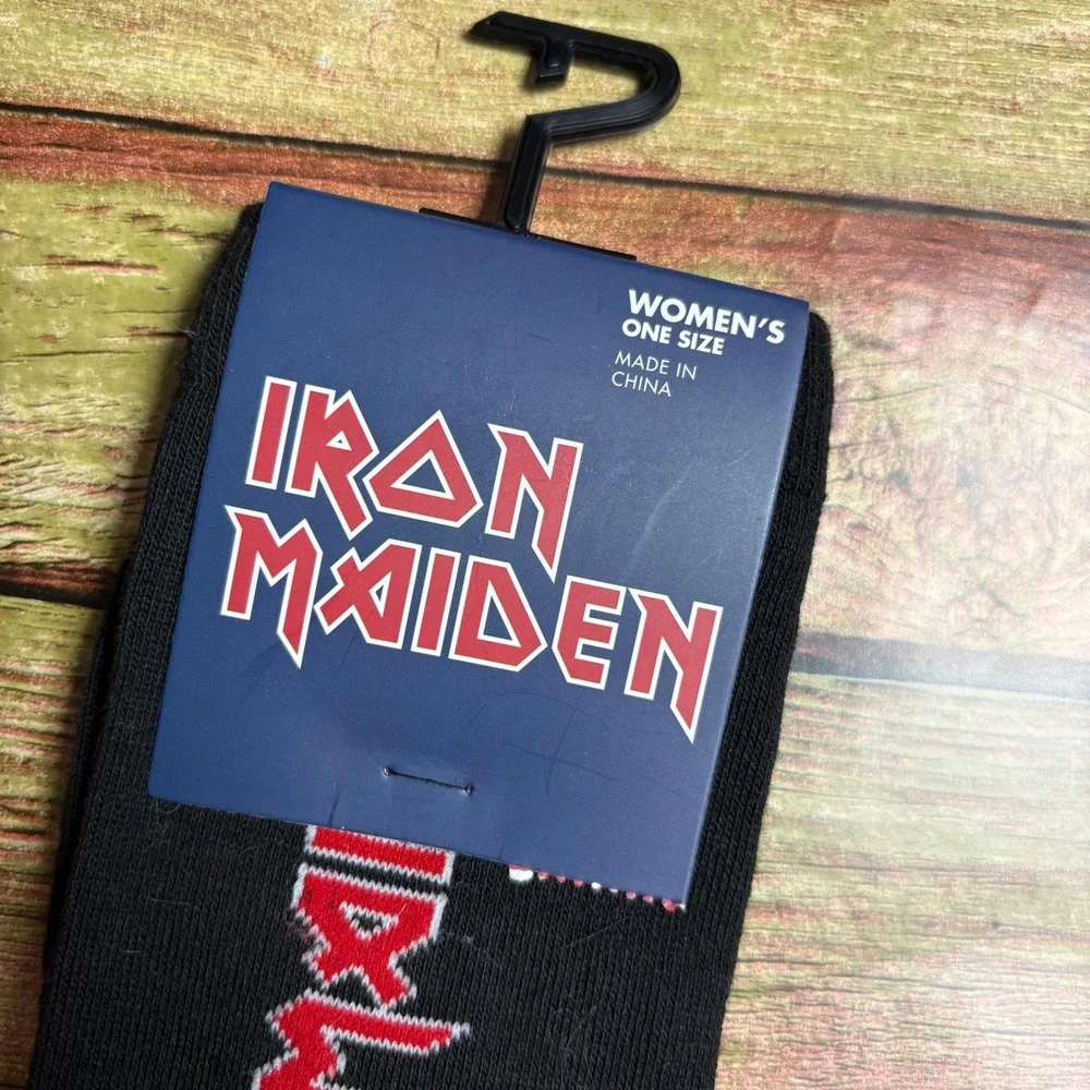 Iron Maiden Women's Socks Black Red Heavy Metal Rock Band One Size NWT